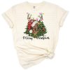 A funny cartoon reindeer decorated for the Christmas holiday.