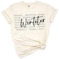 A cozy girly winter design with sweaters and snowflakes.