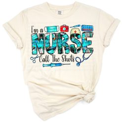 Western-style nurse art featuring a playful call the shots design with medical icons.