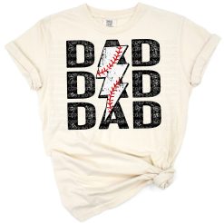 Distressed lightning bolt and stacked text with a sporty baseball dad theme.