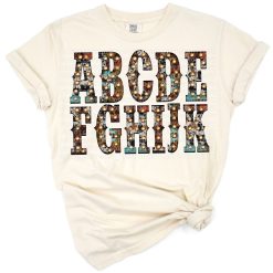 Personalized western marquee letters in a vintage font with a retro design.