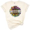 A colorful leopard tie dye sunflower with hand lettered grandma themed accents.