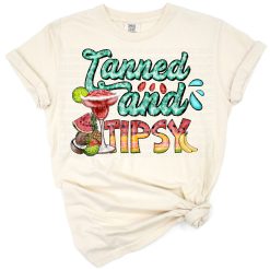 A playful retro summer drink with a tanned and tipsy summer vibe in cheerful colors.