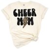 Retro cheer mom design with a lightning bolt and leopard print accents.