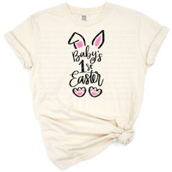 A cute pastel Easter bunny with gentle colors for baby's first Easter celebration.