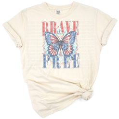 Butterfly with red, white, and blue patriotic theme and stylized stars.