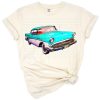 A vintage style illustration of a classic car with western accents.