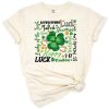 Bold green shamrock and lucky typography in a festive St. Patrick's Day style.