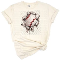 A retro style illustration featuring a baseball and a mom sports theme.