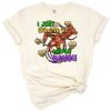 A playful red crawfish with festive Mardi Gras colors and cheerful bayou accents.