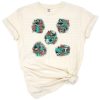 Cowhide, turquoise glitter, and leopard print western style patches artwork.
