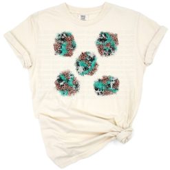 Cowhide, turquoise glitter, and leopard print western style patches artwork.