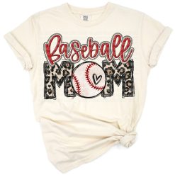 Leopard print baseball mom design with a sports theme and animal pattern.