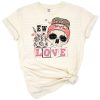 Funny hand drawn skeleton with floral skull for Valentine's Day.