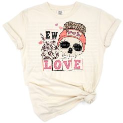 Funny hand drawn skeleton with floral skull for Valentine's Day.