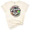 A retro design featuring leopard tie dye patterns with river, lake, and beach elements.
