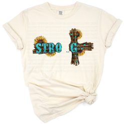 A unique western-style cross with gemstone and sunflower accents in a colorful, rustic design.