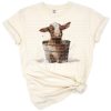 An illustration of a cute goat with rustic farm style elements.