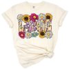 A cute dog with a heart and sunflower floral accent in a playful art style.
