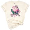 A retro-inspired flamingo with 80s colors and vintage style.