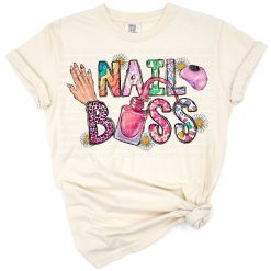 Retro style boss lady artwork with nail polish and salon theme.