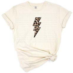 A distressed lightning bolt with a leopard and cheetah print design.