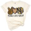 Retro inspired peace love cheer artwork with a cheerleader illustration