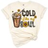 A western-themed design with sunflowers, turquoise gemstones, leopard print, and coffee elements.