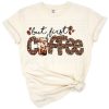 A boho western coffee design with leopard print accents and coffee beans.