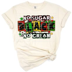 Retro style No Sugar No Cream phrase with bold text celebrating black pride and freedom.