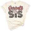 A leopard print baseball with retro text reading sister in a playful script.