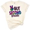 A colorful peace hand sign with tie dye and cheetah print accents surrounded by playful school elements.