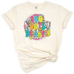 Colorful leopard print text design celebrating 100 days brighter.