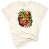 A festive hat and coffee cup illustration with holiday elements and a warm winter vibe.