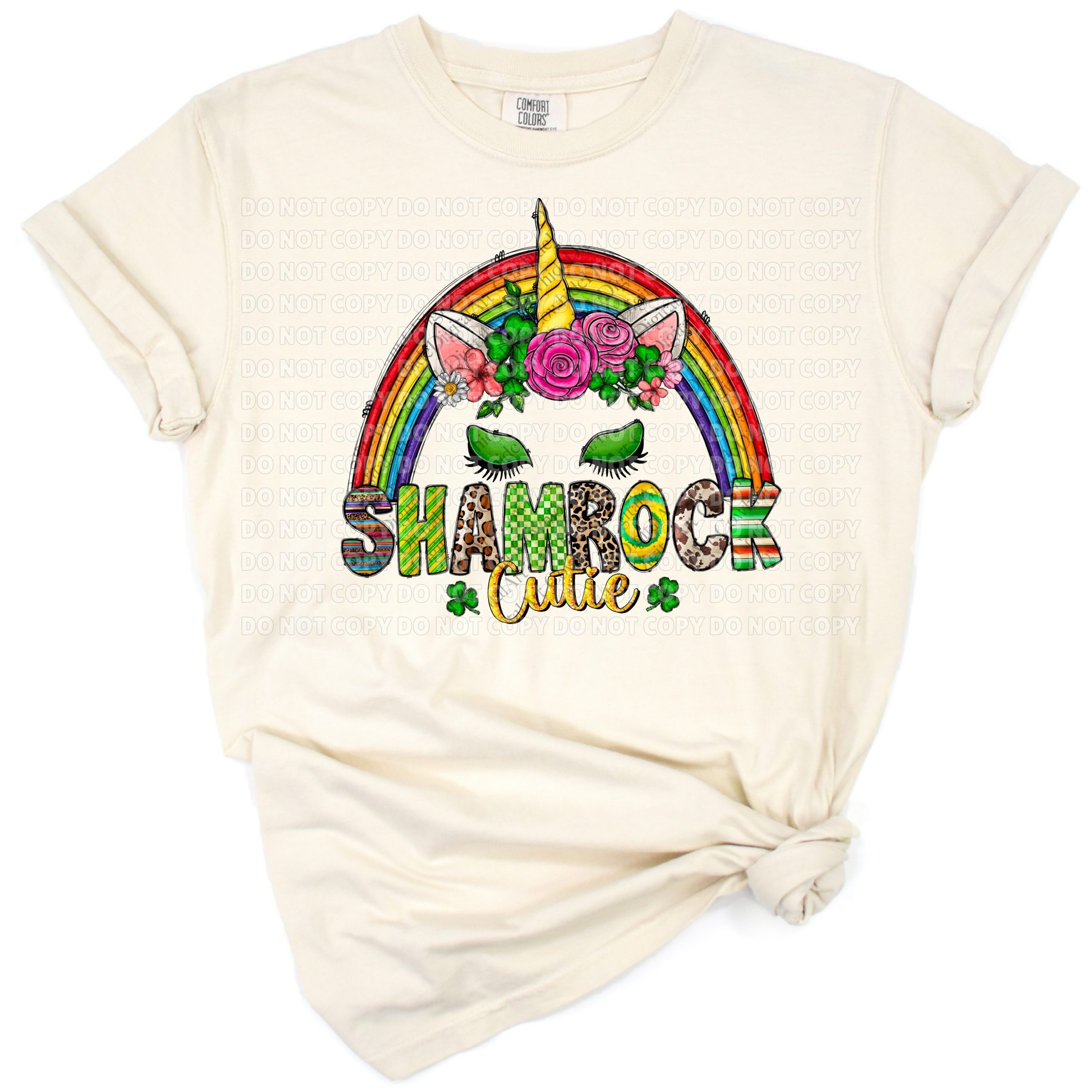 A cute unicorn with a shamrock theme and Irish accents for St. Patrick's Day.