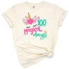 A cheerful unicorn with colorful accents celebrating 100 days of school.