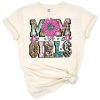 A western retro style mom with two girls in a vibrant graphic design.