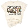 Playful western coffee saying with leopard print and retro lettering.
