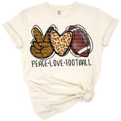 Boho style peace sign, heart, and football illustration with grunge accents