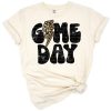 A retro sports design featuring a leopard print lightning bolt and football theme.