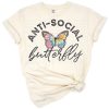 A retro tie dye butterfly with a vintage and funny style.