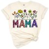 Groovy retro boho floral artwork featuring the word Mama surrounded by colorful flowers.