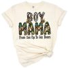 Camouflage and leopard print boy mama artwork with playful text and accents.
