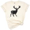 A vintage-style deer with large antlers featuring a distressed grunge effect.