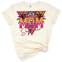 Retro summer themed design featuring bold text and playful floral accents