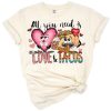 A hand drawn heart with playful taco accents in a cheerful Valentine’s Day theme.