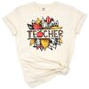 A boho western teacher design featuring leopard and cowhide sunflowers with glitter accents.