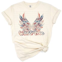 A pair of stylized wings in red, white, and blue with a grunge patriotic theme.