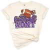 Purple leopard patterned football with stylized aunt lettering.