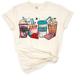 A playful math teacher scene with coffee cups in a retro style.